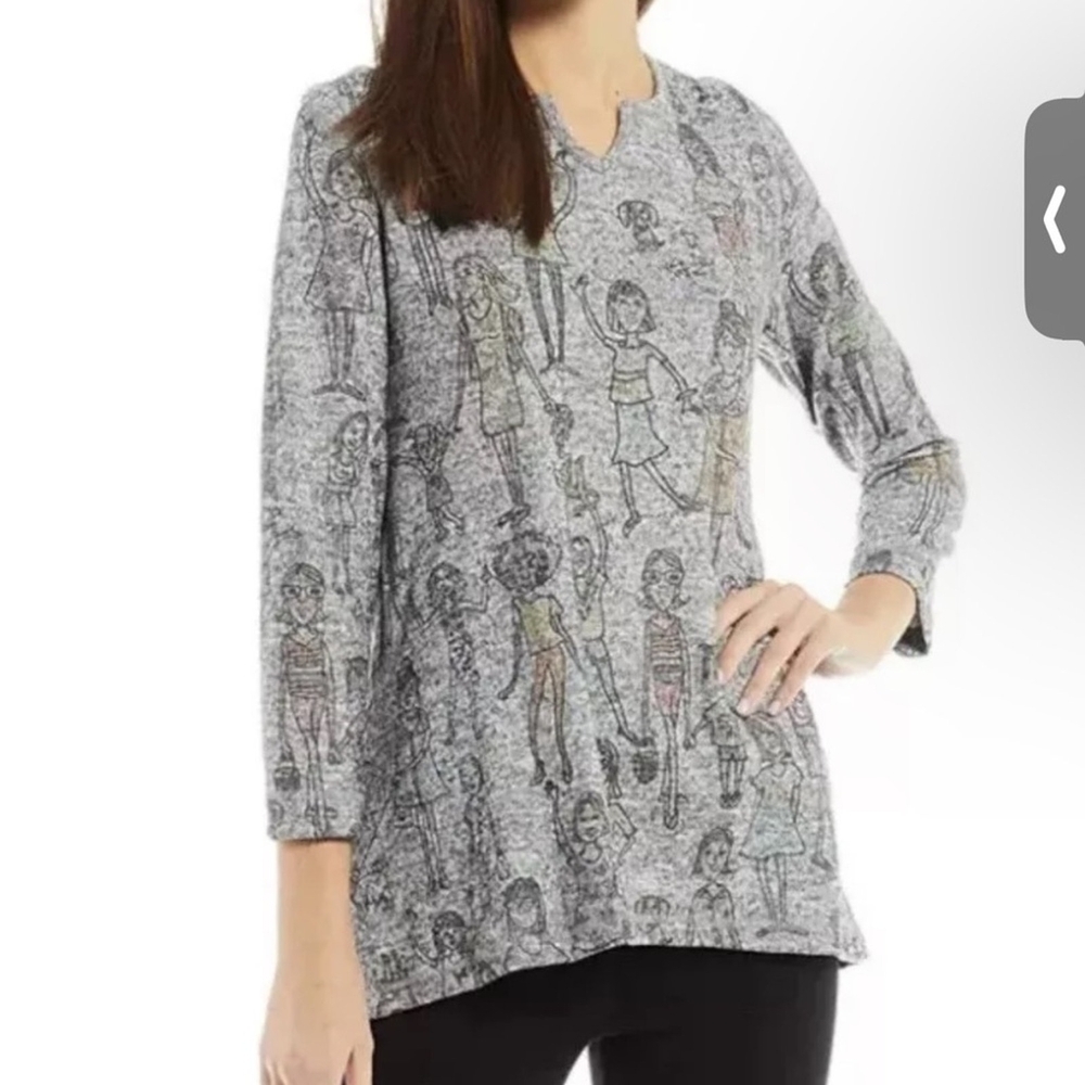 Ali Miles Multicolor Graphic Tunic Top Size PL With Pockets